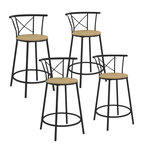 ID MARKET Lot de 4 tabourets de bar bistrot DETROIT avec dossier arrondis design industriel