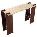 Paris Prix Console Effet Travertin  Misty  120cm Beige & Marron