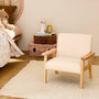 Voir la diapositive 2 : SWEEEK Fauteuil enfant en bois et tissu bouclette blanc. ISAK L 47 x P 43.5 x H 50cm