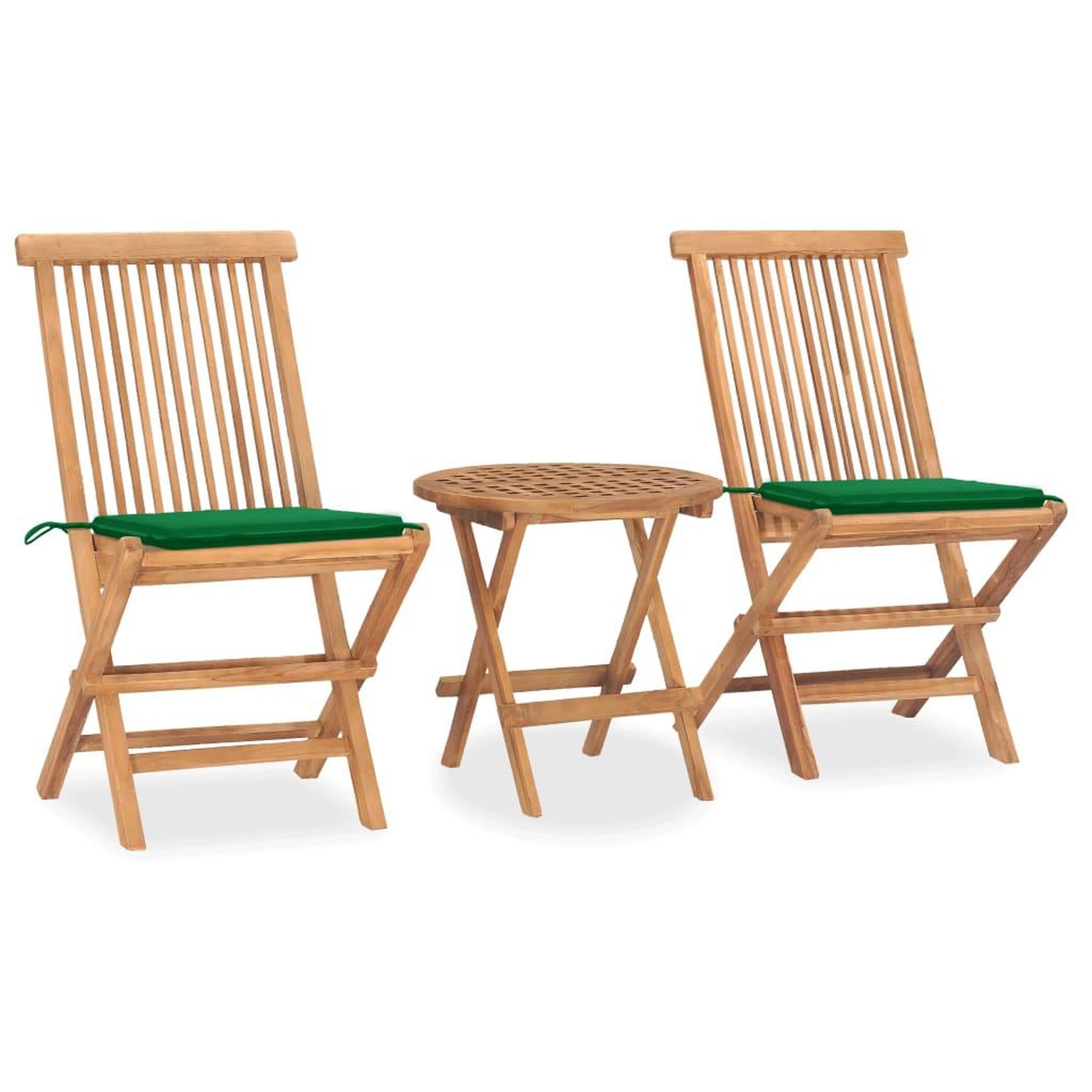 Voir la diapositive 1 : VIDAXL Ensemble a manger d'exterieur pliable avec coussin 3 pcs teck