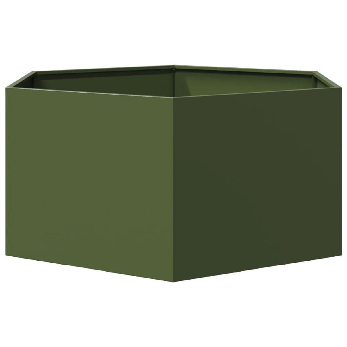 VIDAXL Jardiniere vert olive hexagone 104x90x45 cm acier