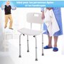 Voir la diapositive 4 : HOMCOM Chaise de douche siège de douche ergonomique hauteur réglable pieds antidérapants charge max. 136 Kg alu HDPE blanc