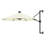 VIDAXL Parasol mural de jardin avec LED 300 cm sable