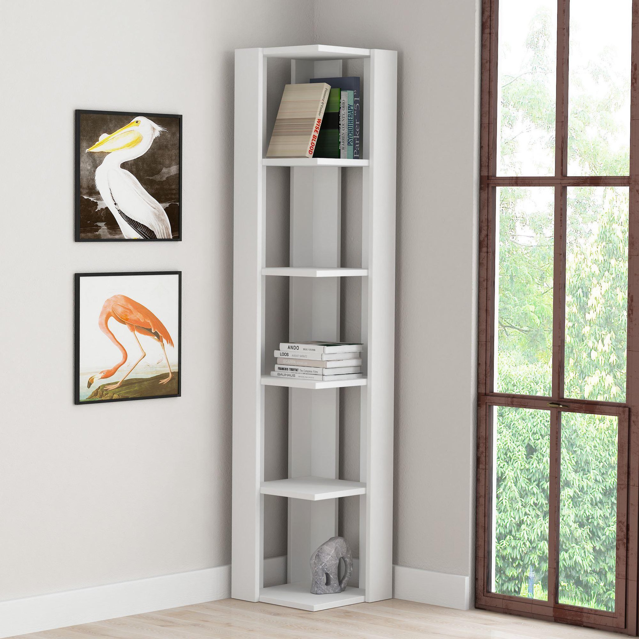 Voir la diapositive 3 : Habitat et Jardin Bibliothèque en bois  Nati  - 32 x 32 x 161 cm - Blanc