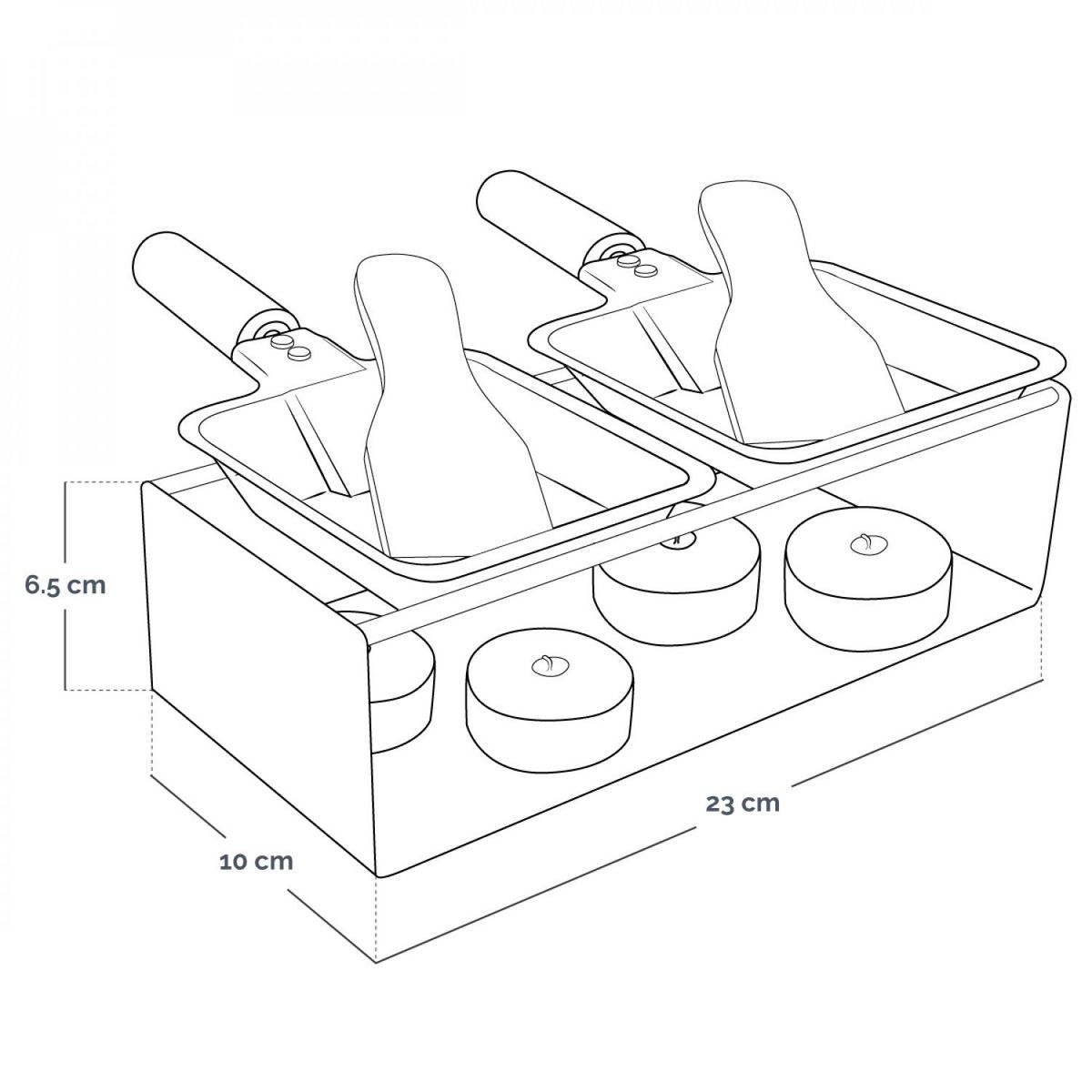 LINXOR Appareil à raclette à la bougie en métal, spatules et bougies incluses - 2 personnes
