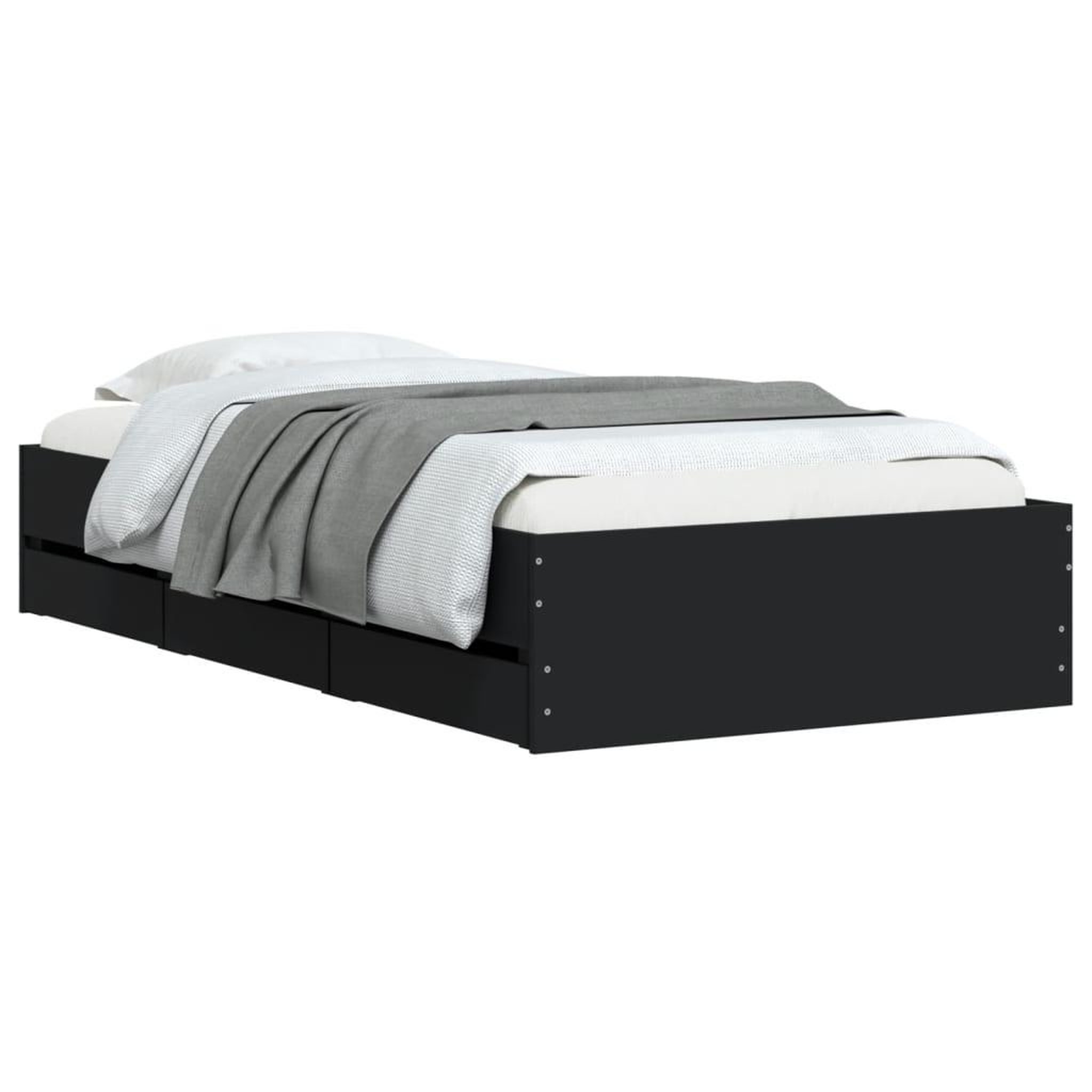 Voir la diapositive 3 : VIDAXL Cadre de lit avec tiroirs sans matelas noir 100x200 cm