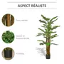 OUTSUNNY Palmier artificiel H.1,85 m arbre artificiel tronc branches lichen feuilles grand réalisme pot inclus