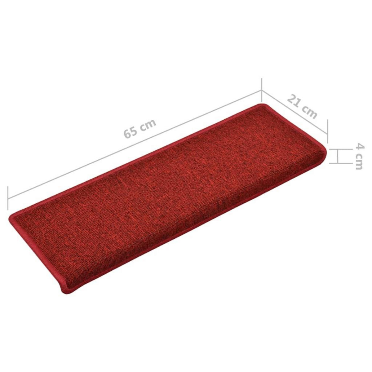 VIDAXL Tapis d'escalier 15 pcs 65x21x4 cm Rouge