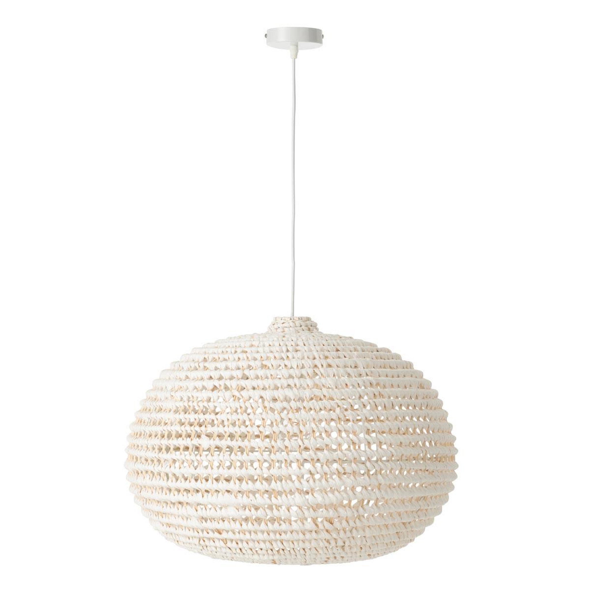 J-LINE Lampe suspension en métal  torsade  55cm blanc