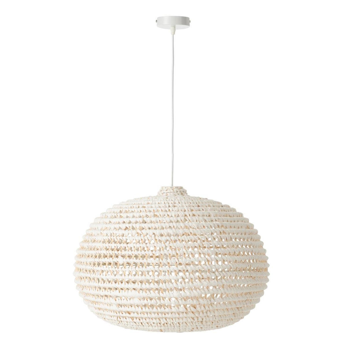 Paris Prix Lampe Suspension en Métal  Torsade  55cm Blanc