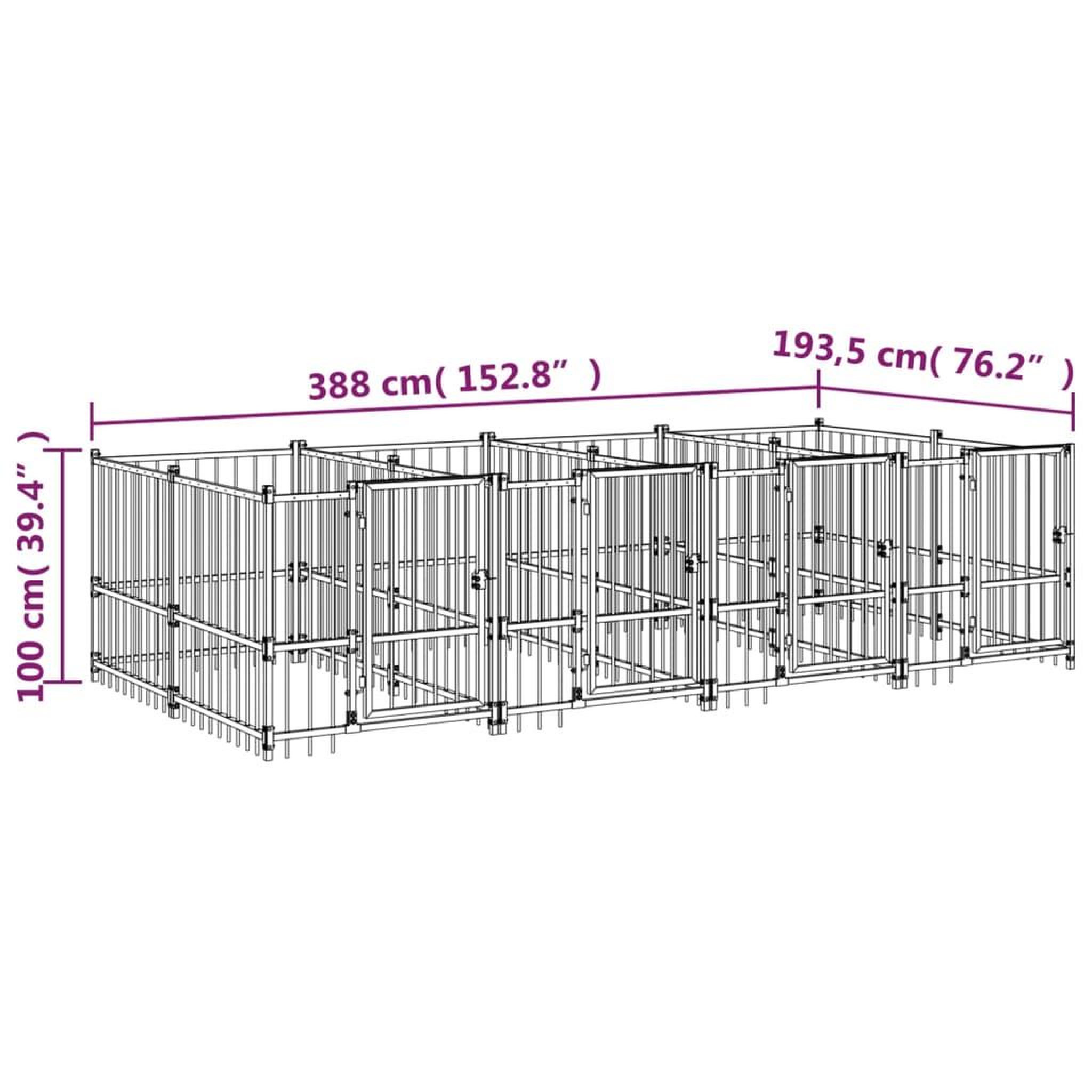 Voir la diapositive 6 : VIDAXL Chenil d'exterieur pour chiens Acier 7,51 m²