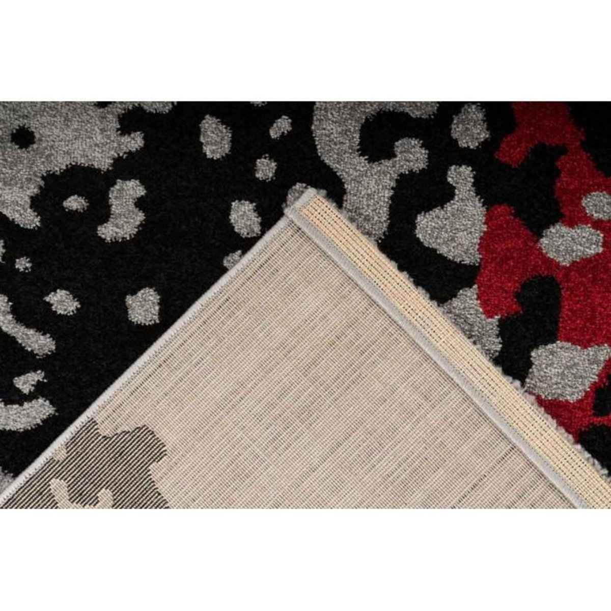 Paris Prix Tapis Tissé Imprimé  Naila  Noir & Rouge