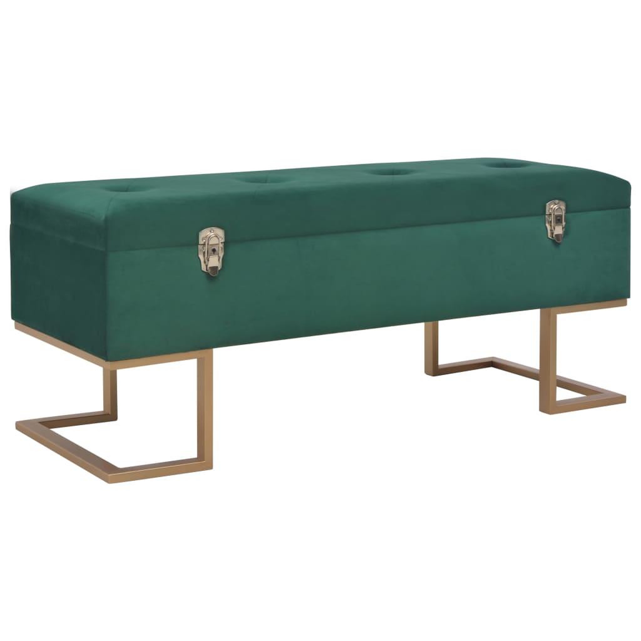 Voir la diapositive 1 : VIDAXL Banc avec compartiment de rangement 105 cm Vert Velours