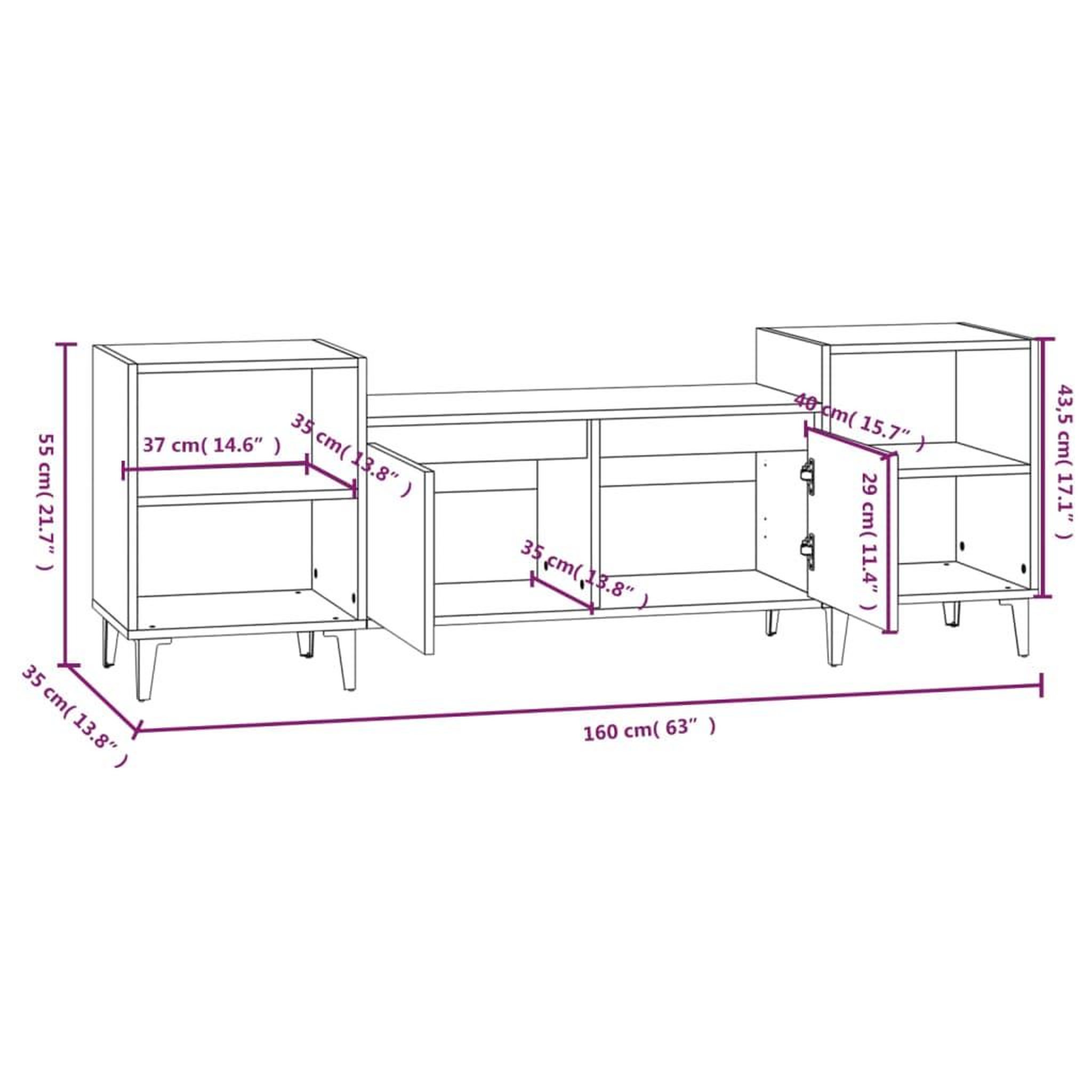 Voir la diapositive 6 : VIDAXL Meuble TV Gris beton 160x35x55 cm Bois d'ingenierie