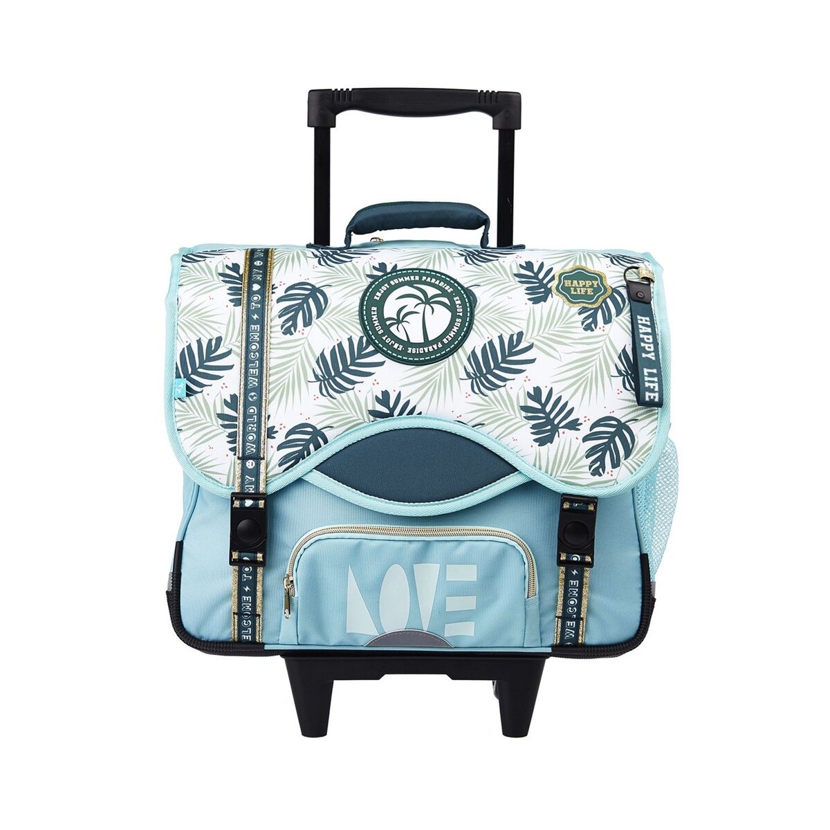 AUCHAN Cartable roulettes 41 cm CM1 CM2 bleu Tropical Move