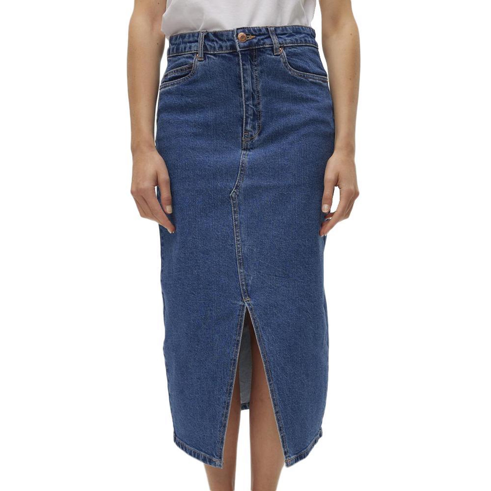 Voir la diapositive 1 : Vero Moda Jupe en jean Longue Bleu Foncé Femme Vero Moda Calf Denim Skirt