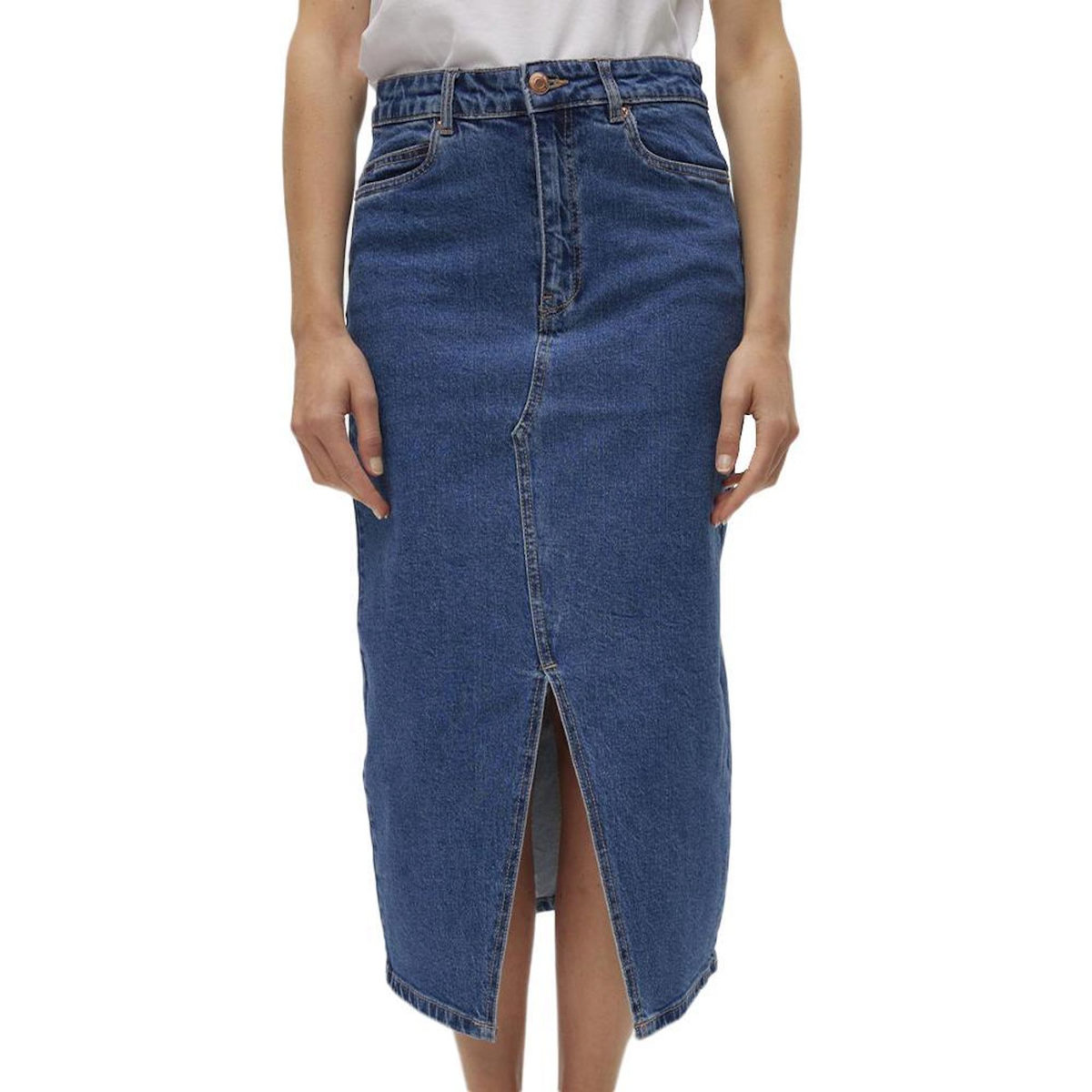 Vero Moda Jupe en jean Longue  Foncé Femme Vero Moda Calf Denim Skirt