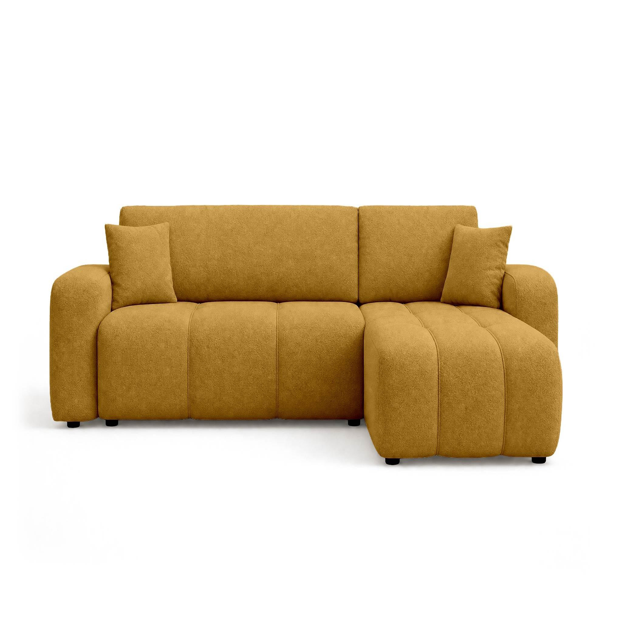 Voir la diapositive 1 : BEST MOBILIER Nicole - canapé d'angle réversible 4 places convertible avec coffre en tissu