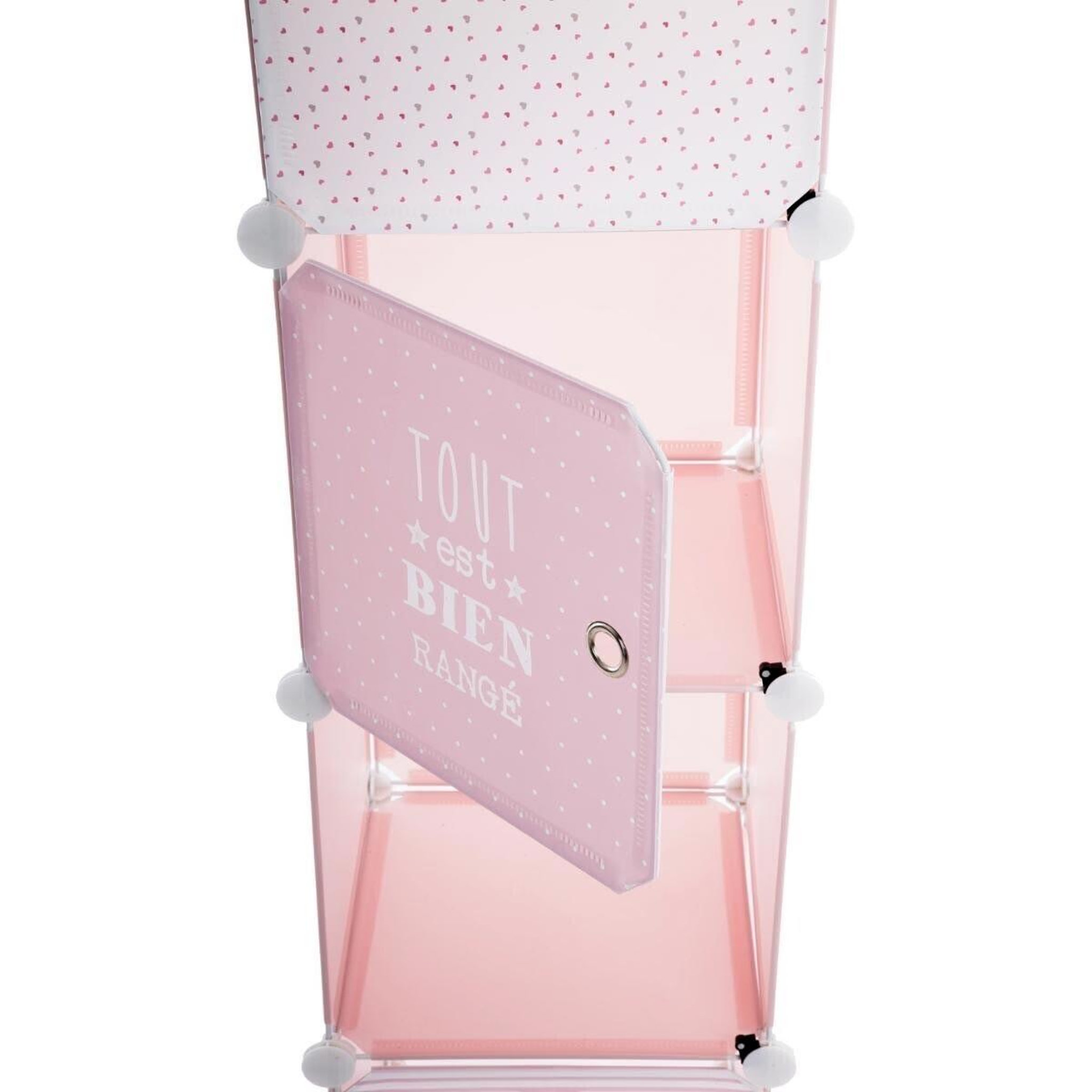 Voir la diapositive 2 : Atmosphera Kids Colonne de rangement  château  140cm rose & blanc