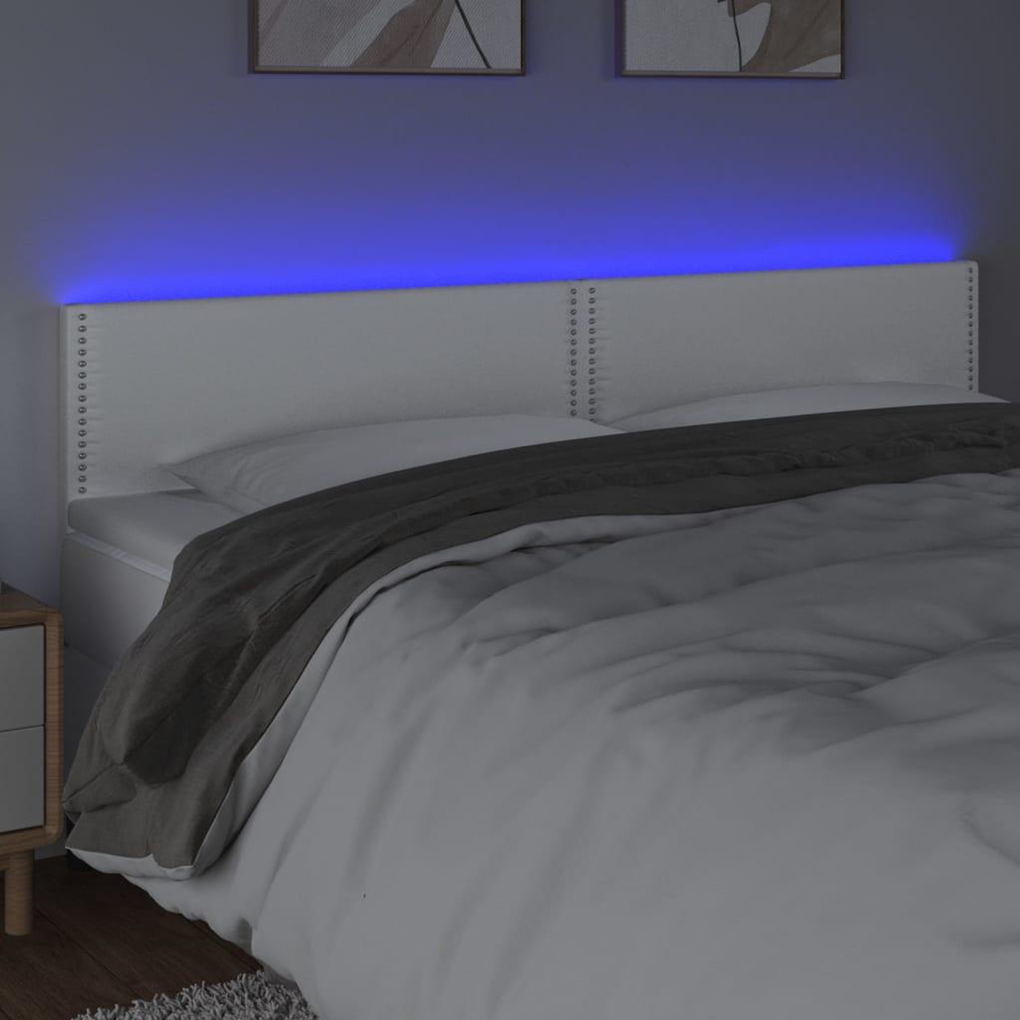 Voir la diapositive 3 : VIDAXL Tete de lit a LED Blanc 160x5x78/88 cm Similicuir