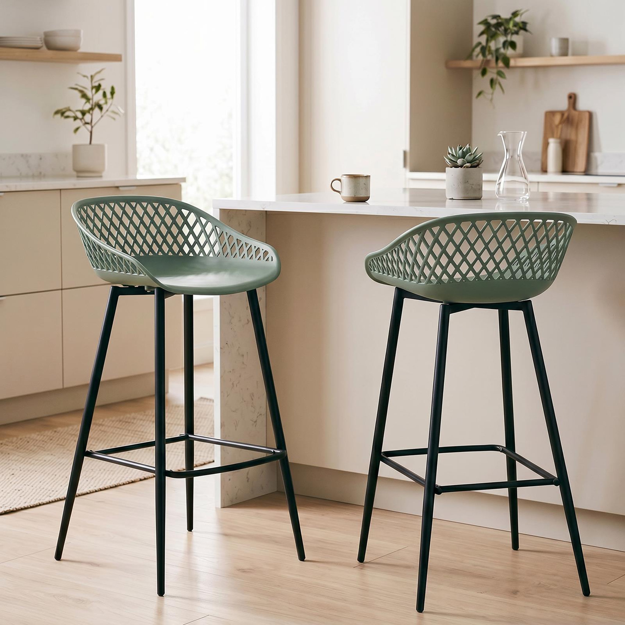 Voir la diapositive 2 : IDIMEX Lot de 2 tabourets de bar IREK, en plastique