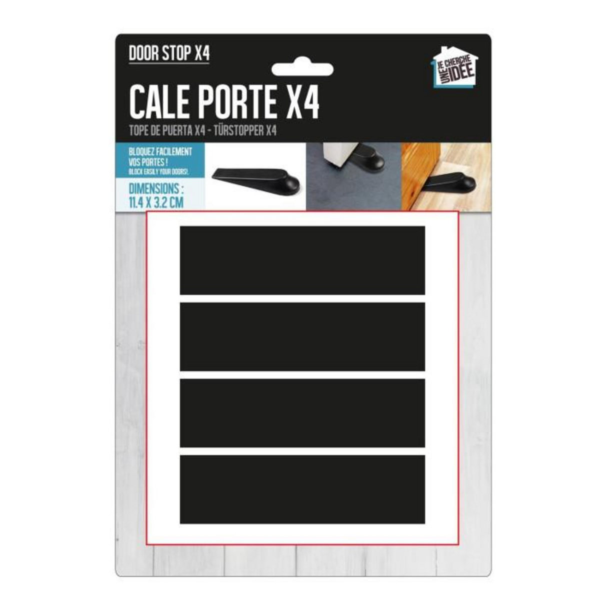 Paris Prix Lot de 4 Cale-Portes  Claquement  11cm Noir