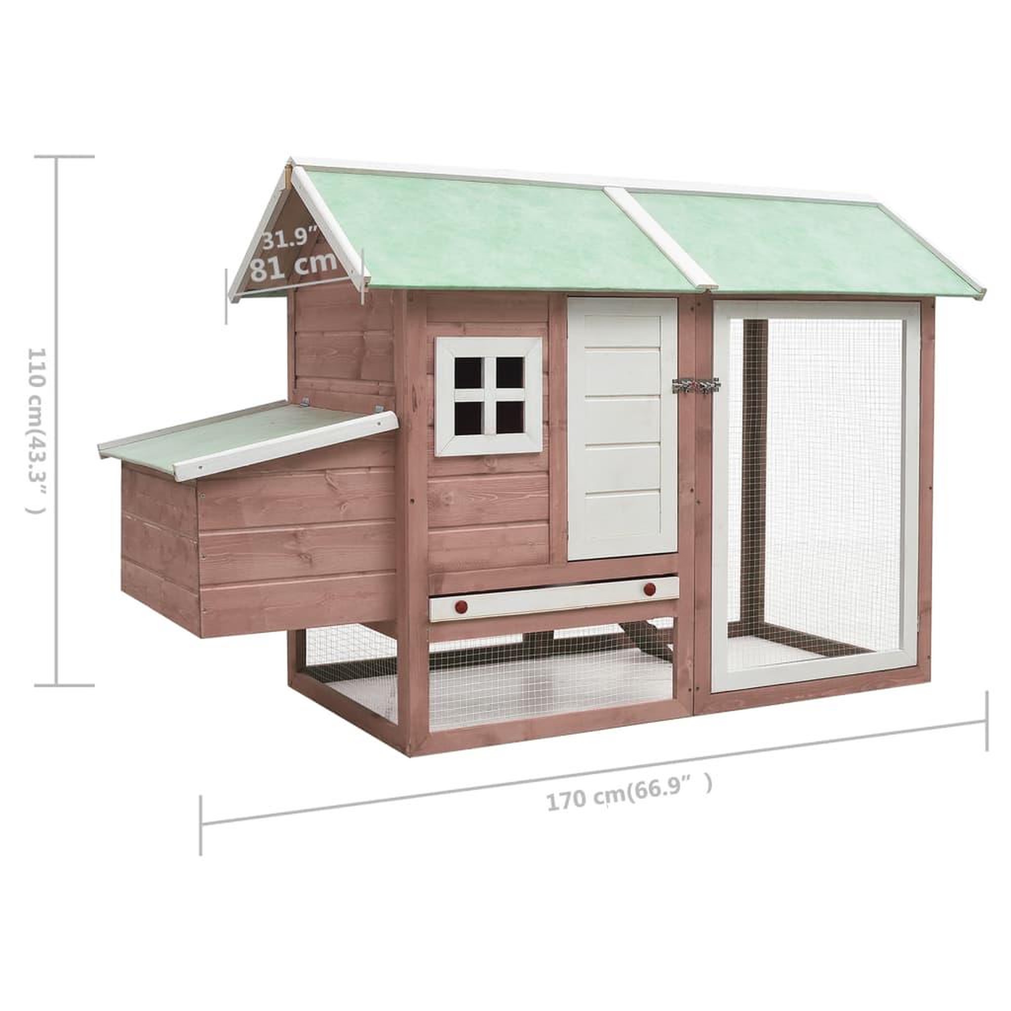 Voir la diapositive 6 : VIDAXL Poulailler Moka 170x81x110 cm Bois de pin massif et sapin