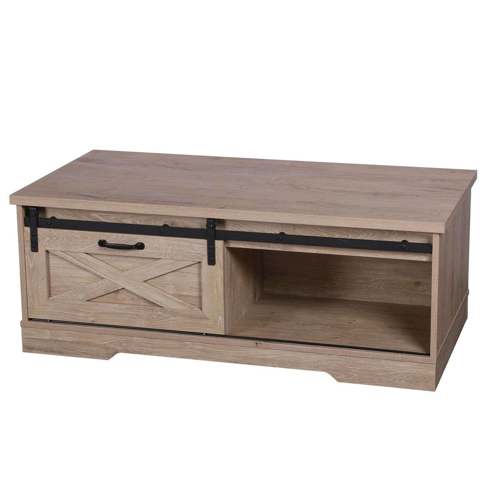 DIVERS Table basse new york 1 porte coulissante - marron