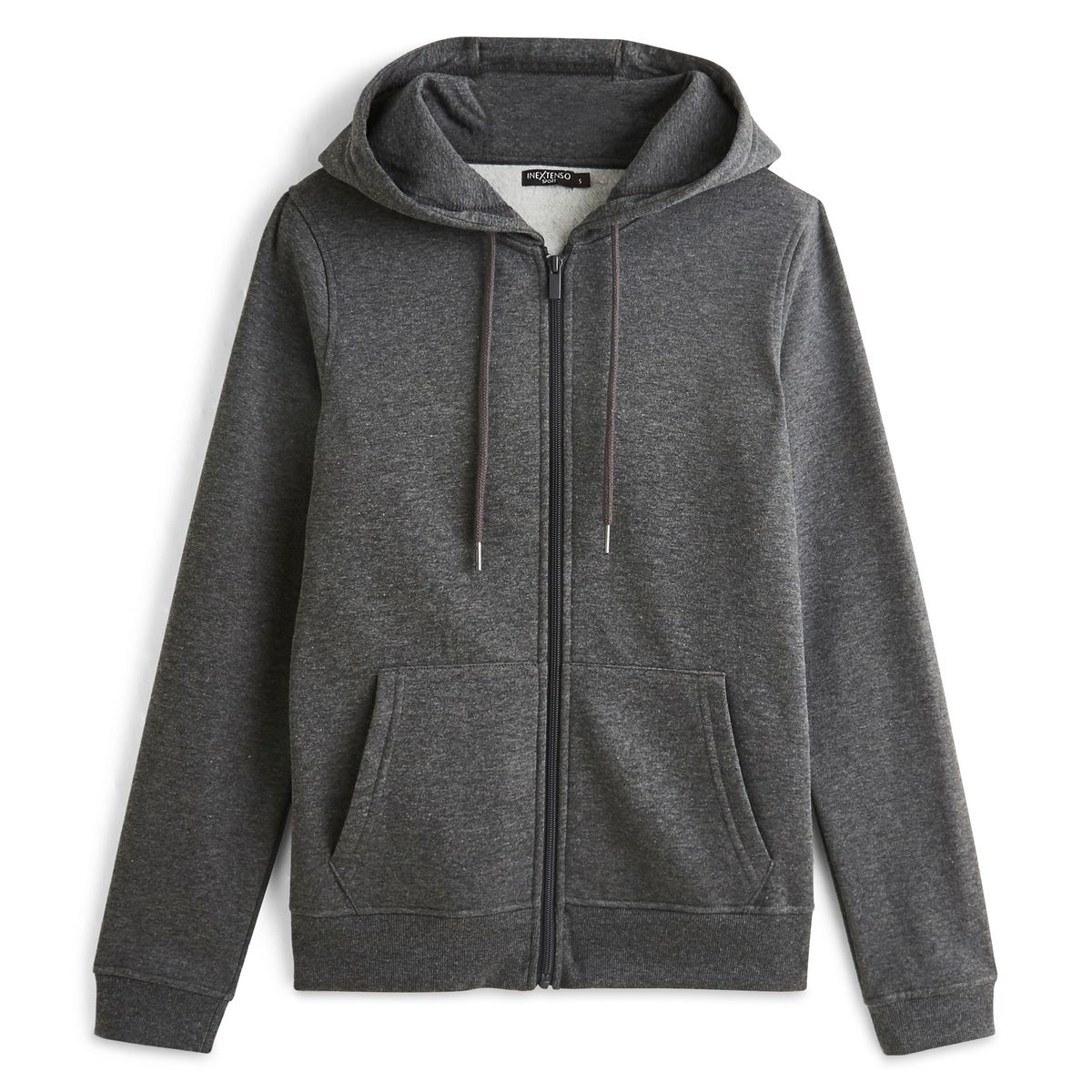 IN EXTENSO Sweat de sport zippé à capuche gris chiné femme