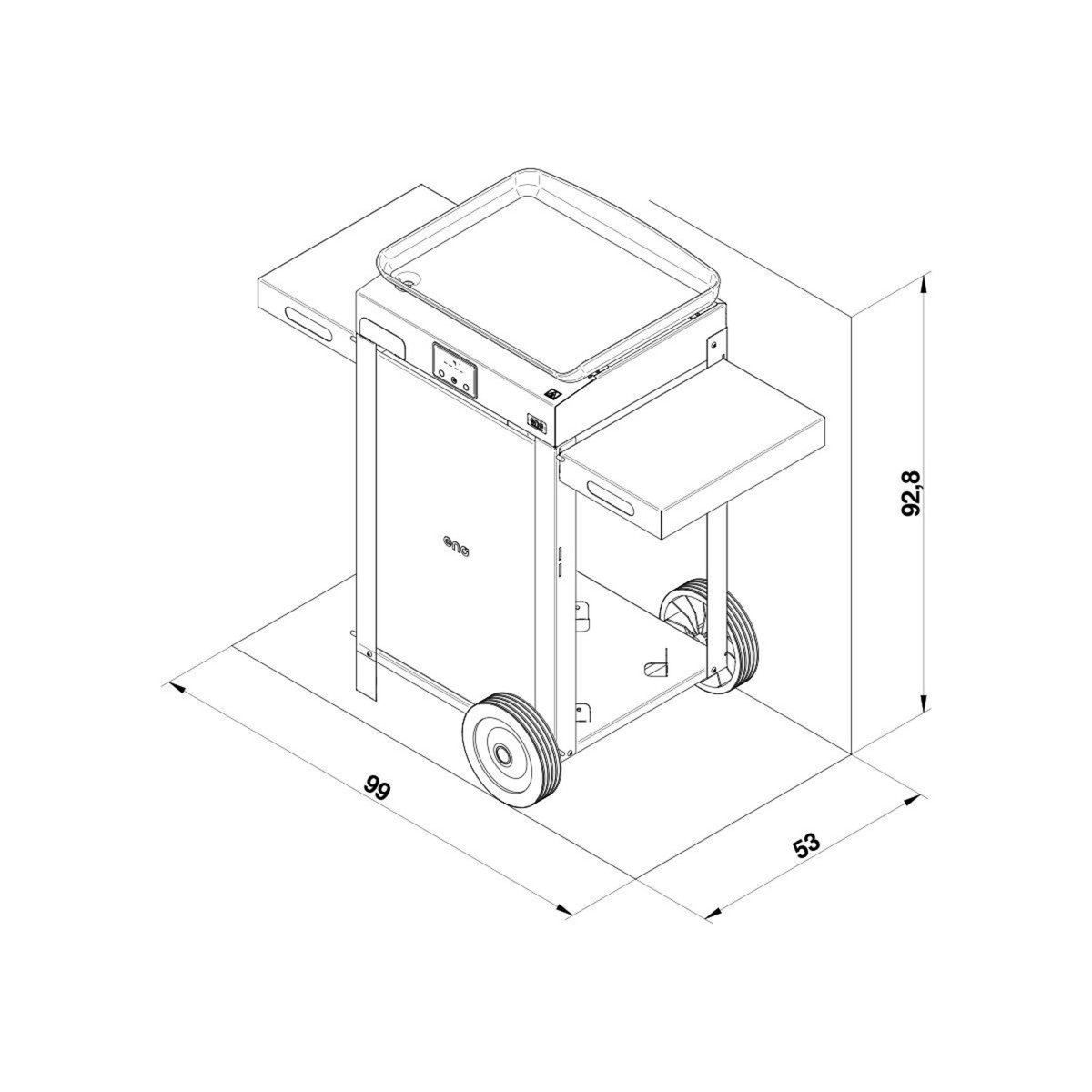 Eno Plancha électrique COMBO INITIAL 50 noir inox sur chariot, 48x38 cm