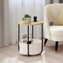 Voir la diapositive 4 : ID MARKET Lot de 2 tables de chevet, tables d'appoint, bout de canapé DETROIT rondes avec panier en tissu design industriel