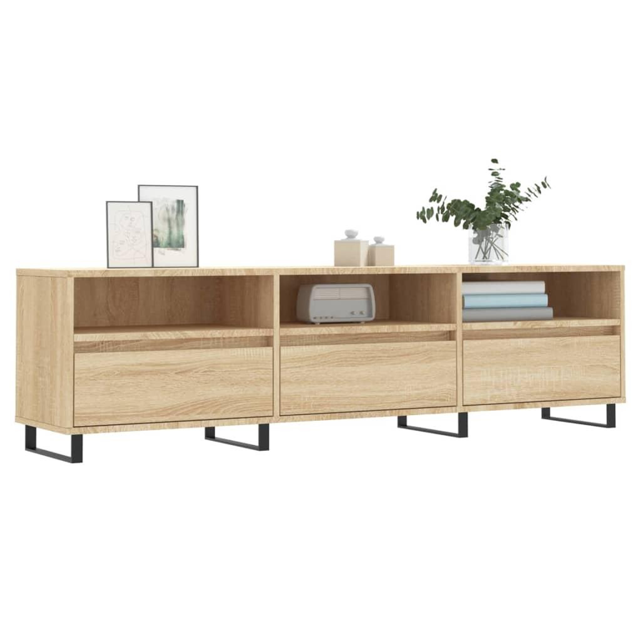 Voir la diapositive 3 : VIDAXL Meuble TV chene sonoma 150x30x44,5 cm bois d'ingenierie