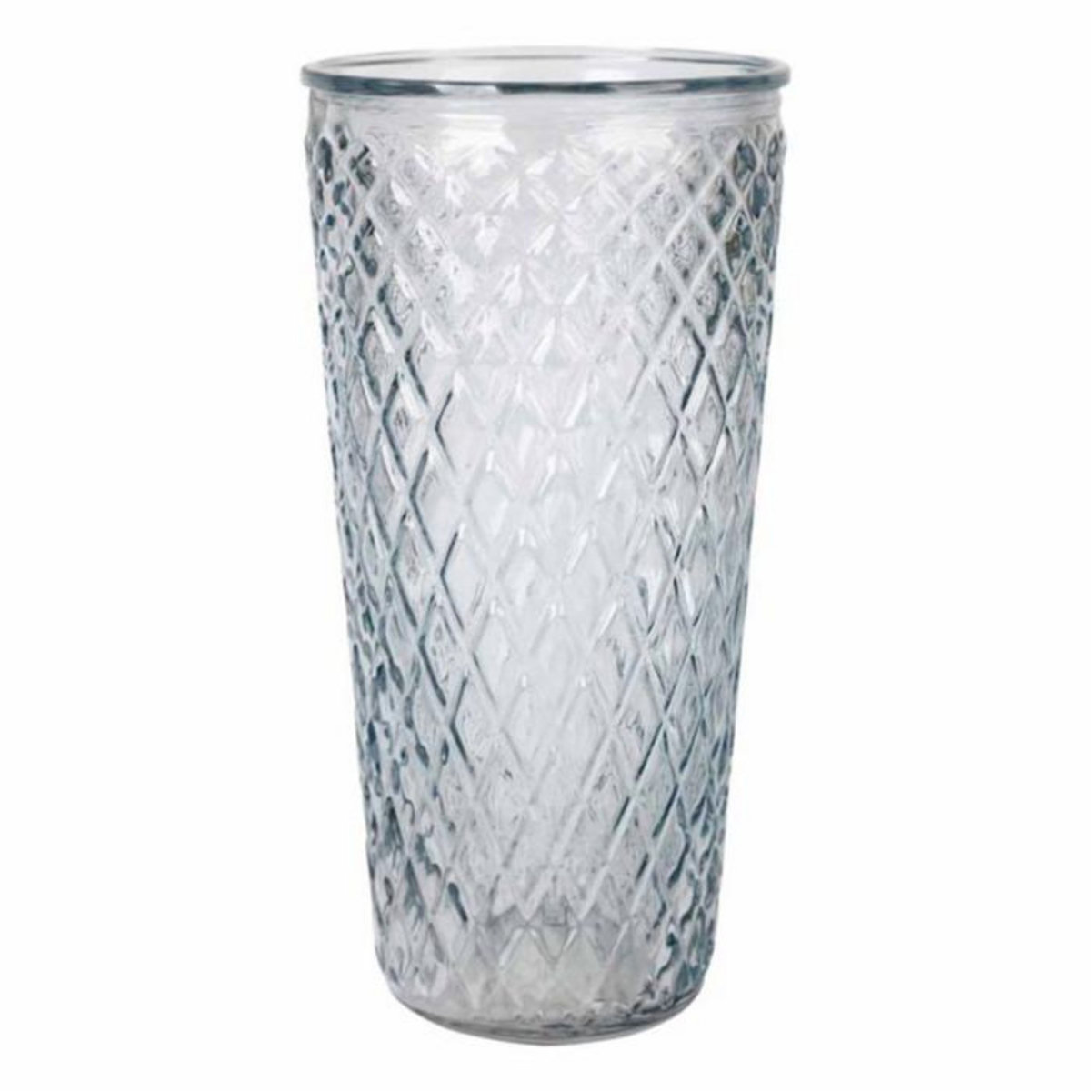 Paris Prix Vase Déco en Verre  Relief Losange  23cm Bleu Ciel