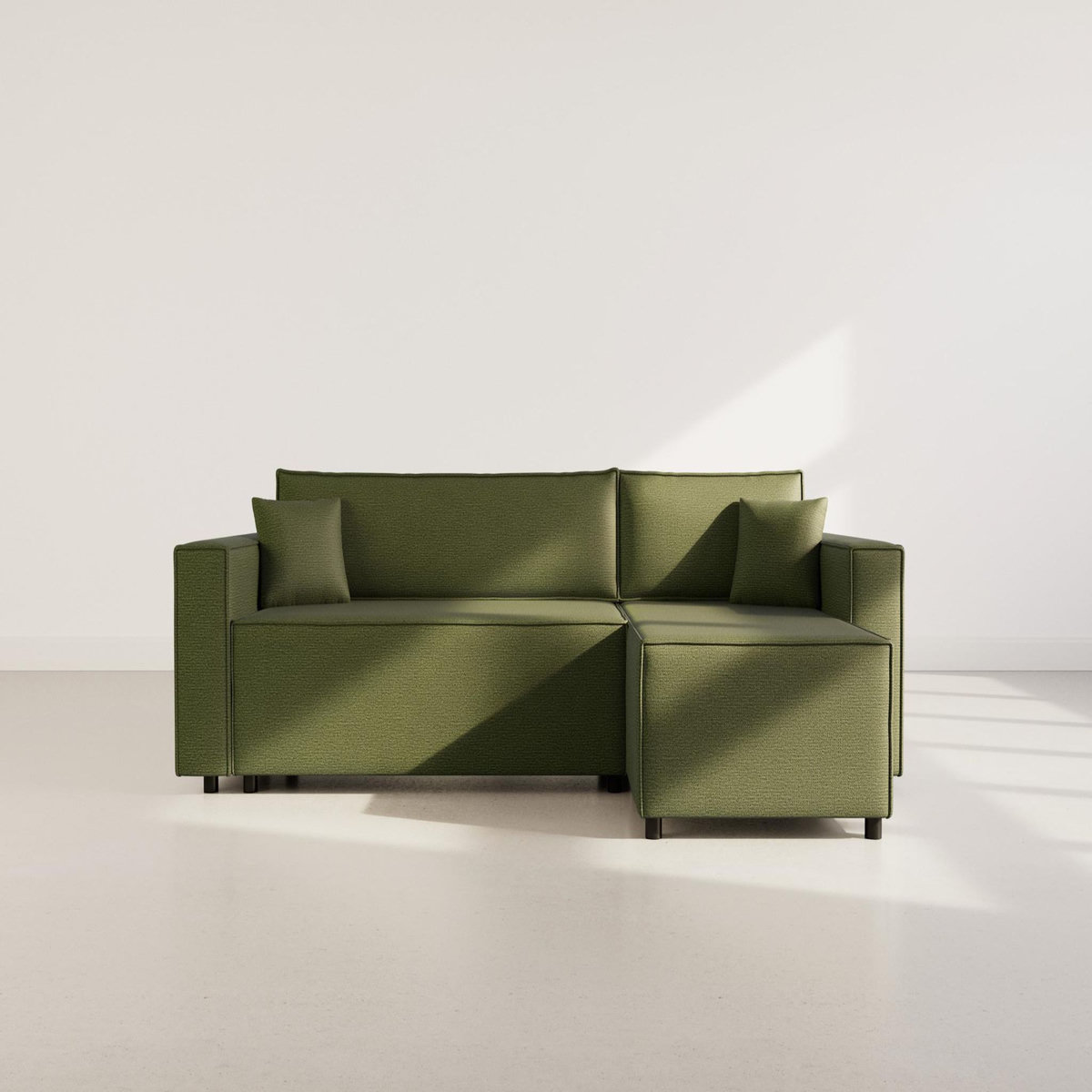 BEST MOBILIER Jonas - canapé d'angle réversible 4 places convertible avec coffre en tissu texturé