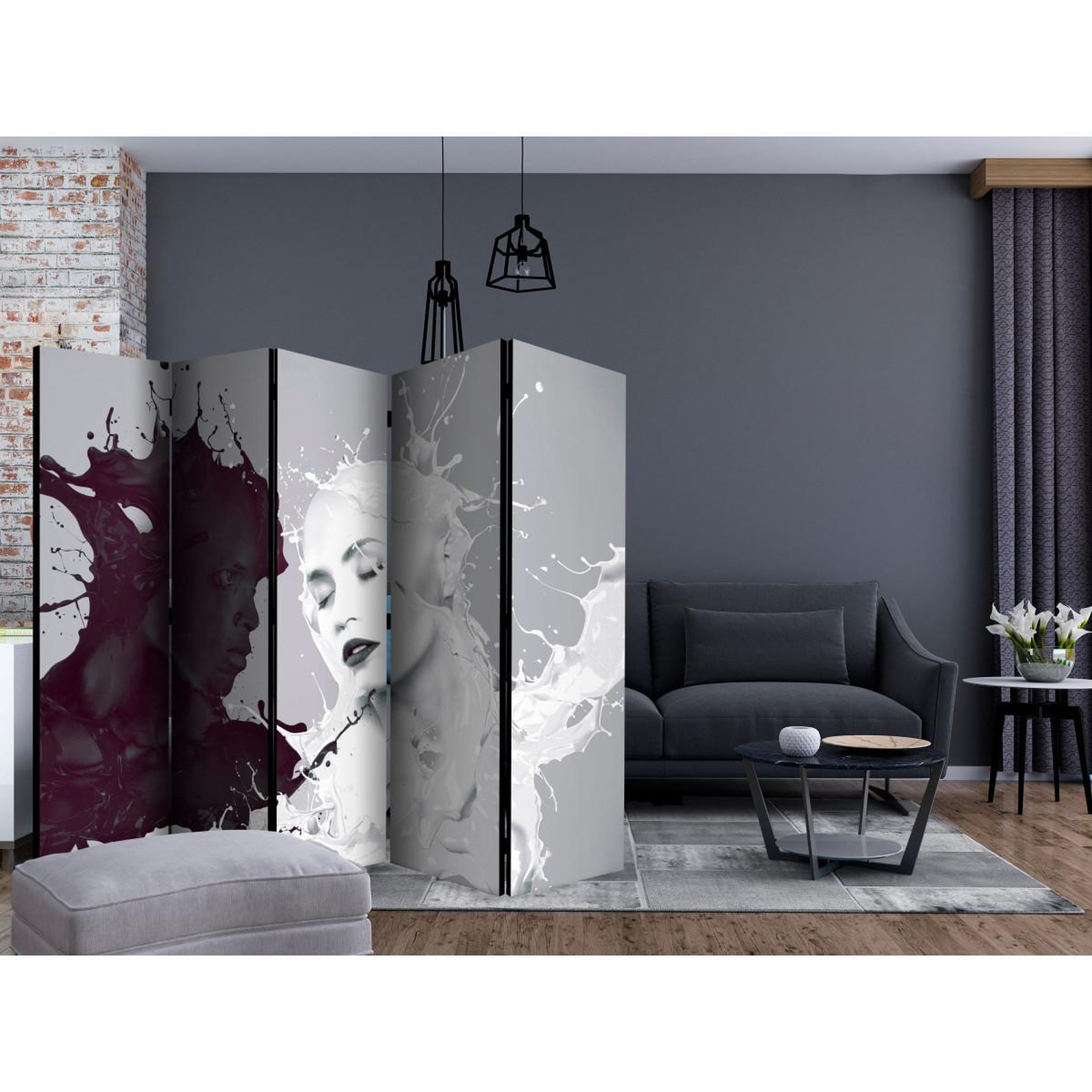 Voir la diapositive 2 : Paris Prix Paravent 5 volets  dissonance  172x225cm