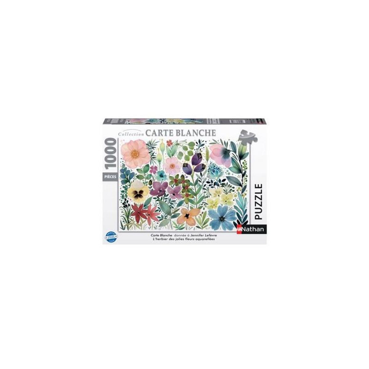 Nathan Puzzle Nathan L'herbier des jolies fleurs aquarellées Jennifer Lefèvre Collection Carte Blanche 1000 pièces