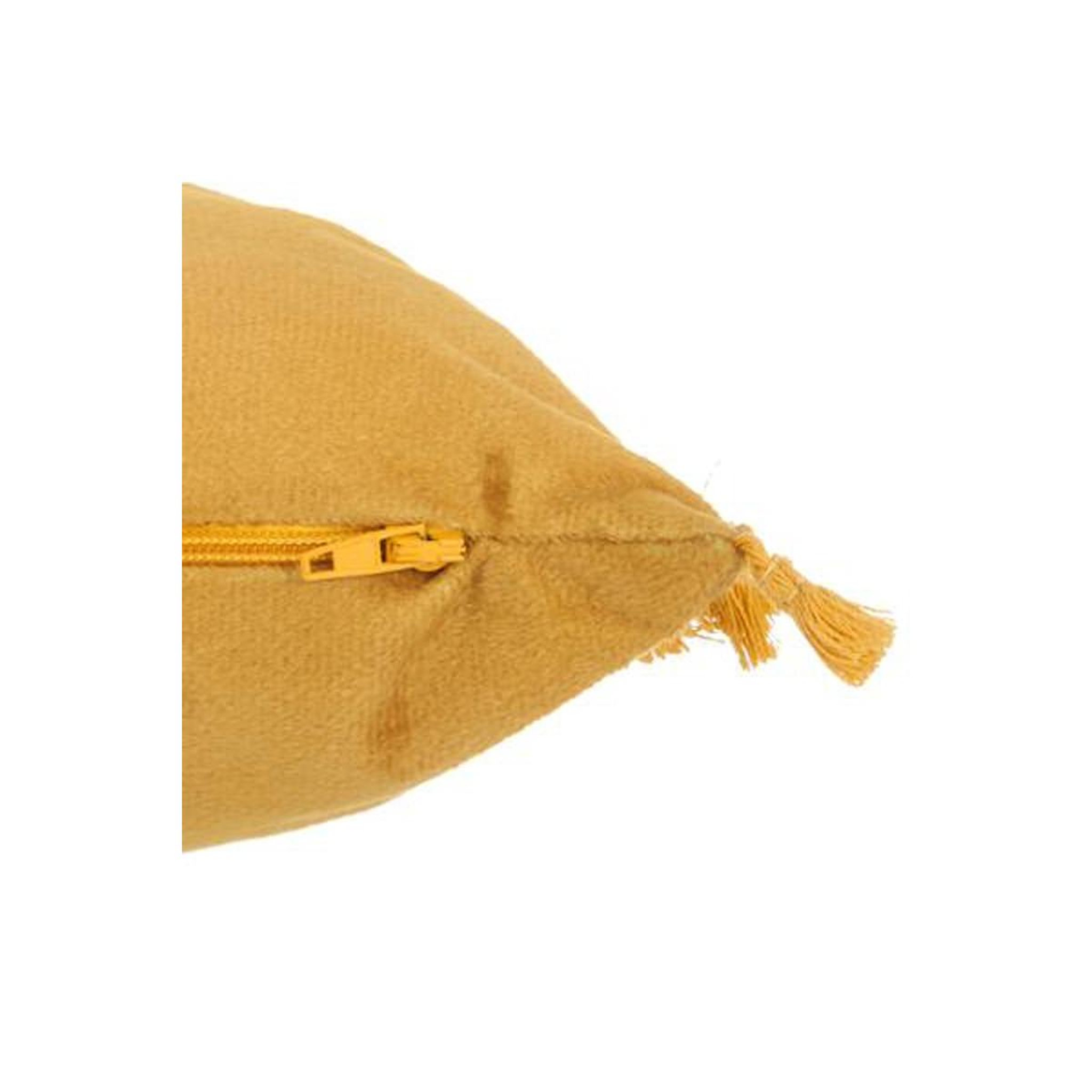 Voir la diapositive 3 : ATMOSPHERA Coussin déco à pompons  ocea  30x50cm ocre