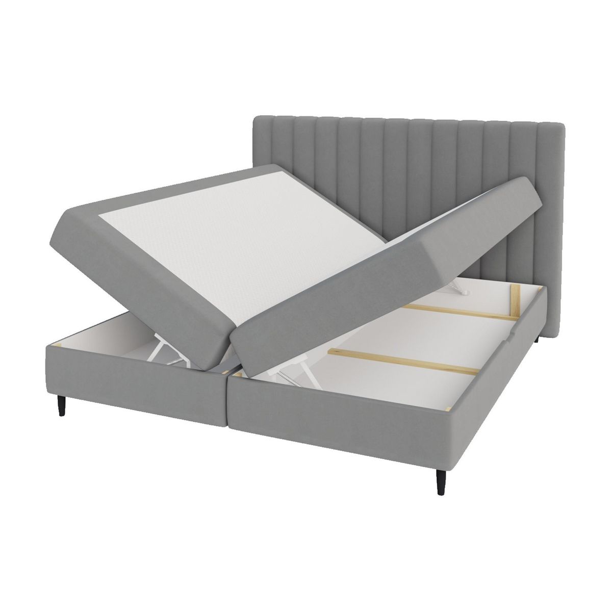 BEST MOBILIER Maria - lit boxspring - 160x200 - en velours - coffres et surmatelas inclus