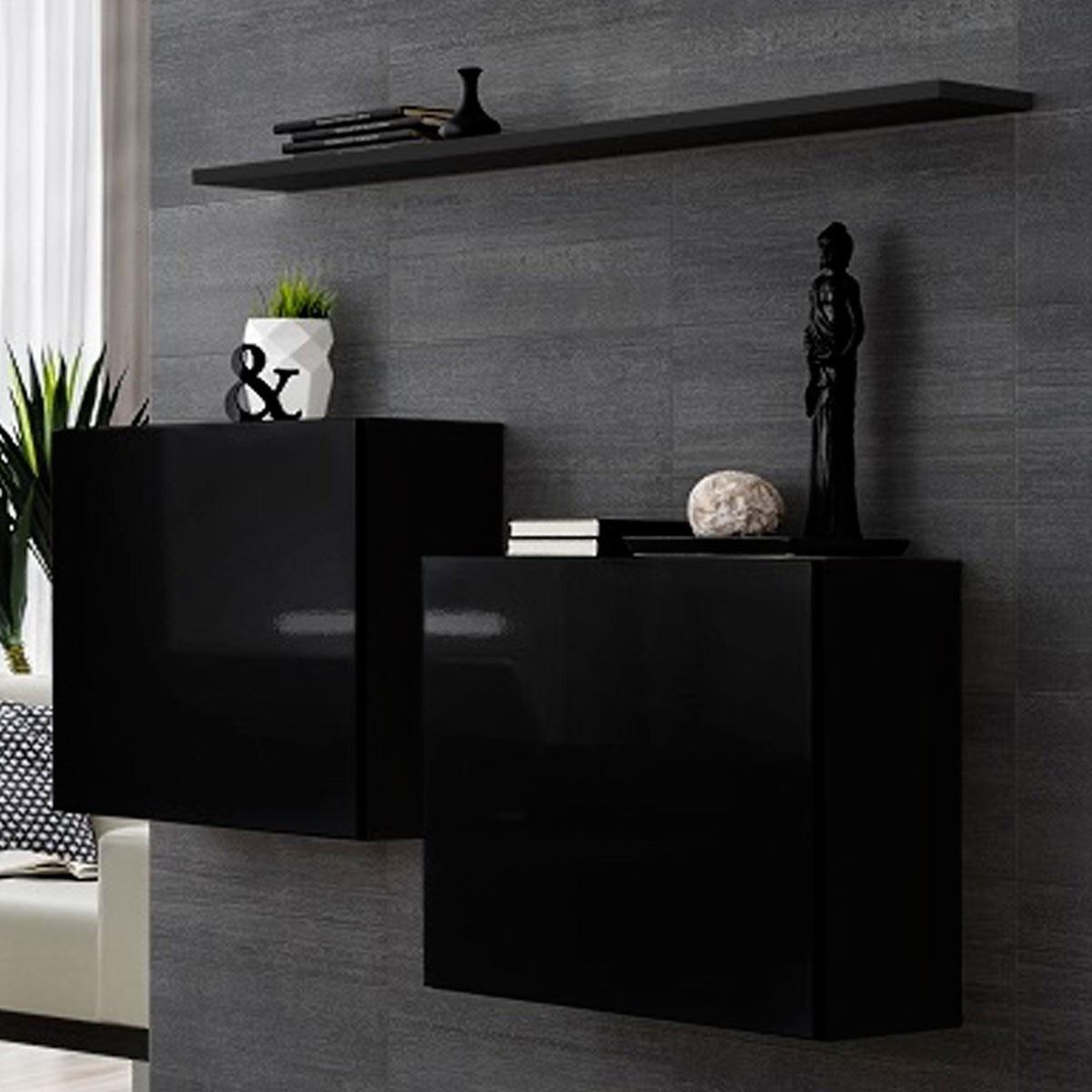 Paris Prix Lot de 2 blocs & étagère  switch sbi  130cm noir