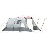 OUTSUNNY Tente de camping familiale 6-8 personnes - portes, fenêtres, sac de transport - dim. 5,1 x 2,4 x 1,8 cm - gris clair