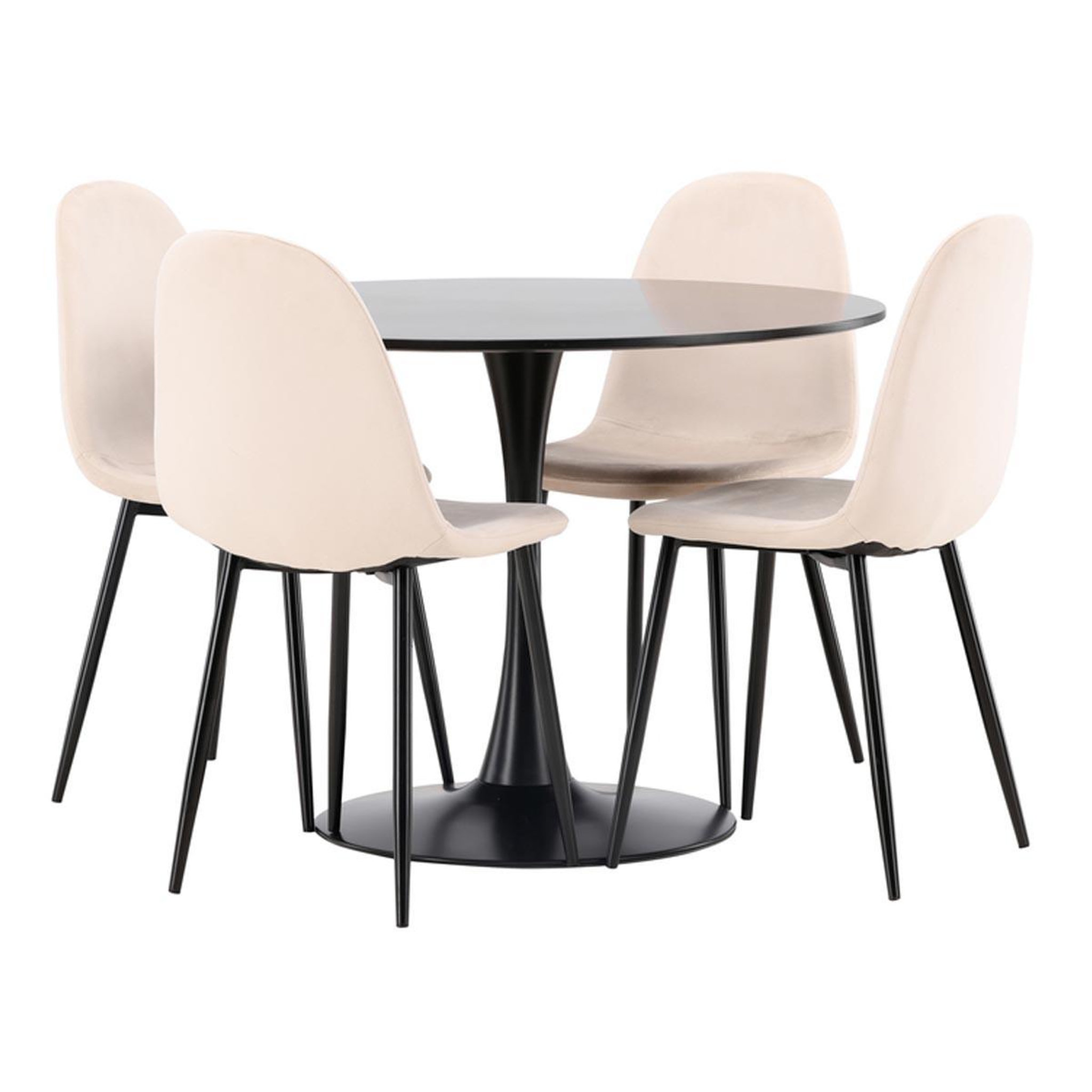 Paris Prix Ensemble table à manger & 4 chaises  glade & polar  100cm noir & beige