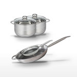 ELO Lot 2 Faitouts 20/24cm & 2 Poêles 24/32cm Elo Relief Solution