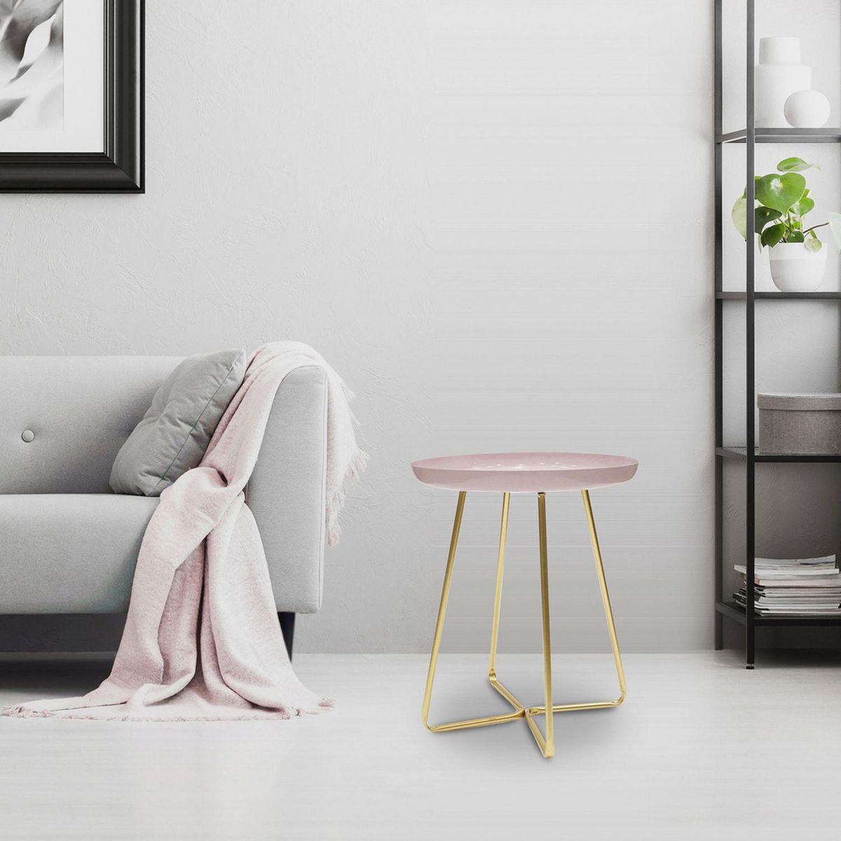 The Home Deco Factory Table d'appoint en métal design Glossy