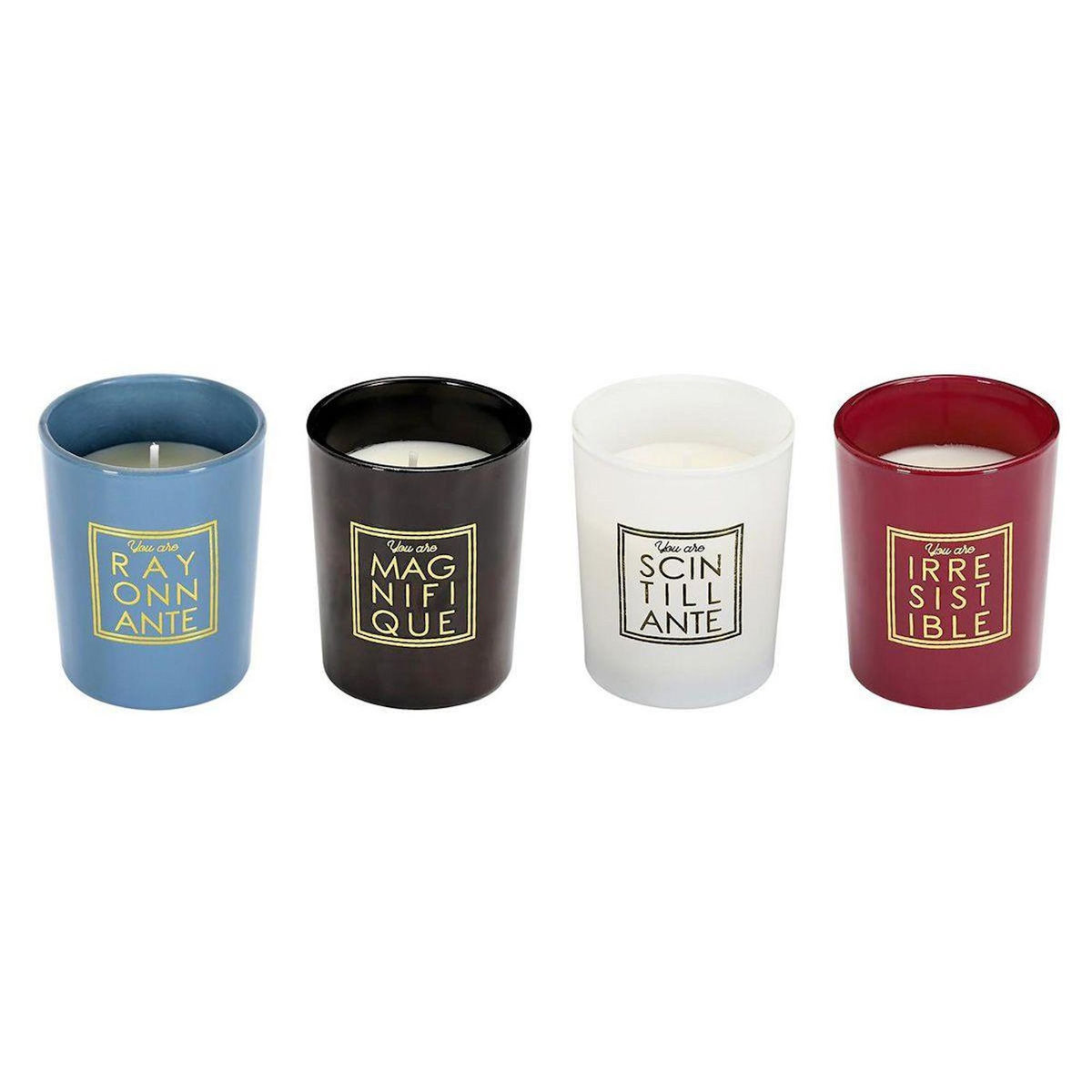 Paris Prix Lot de 4 Bougies Parfumées  You Are  6cm Fleur de Coton