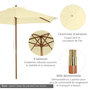 Voir la diapositive 4 : OUTSUNNY Outsunny Parasol droit hexagonal grande taille de jardin Ø 2,5 x 2,3H m bois de bambou crème