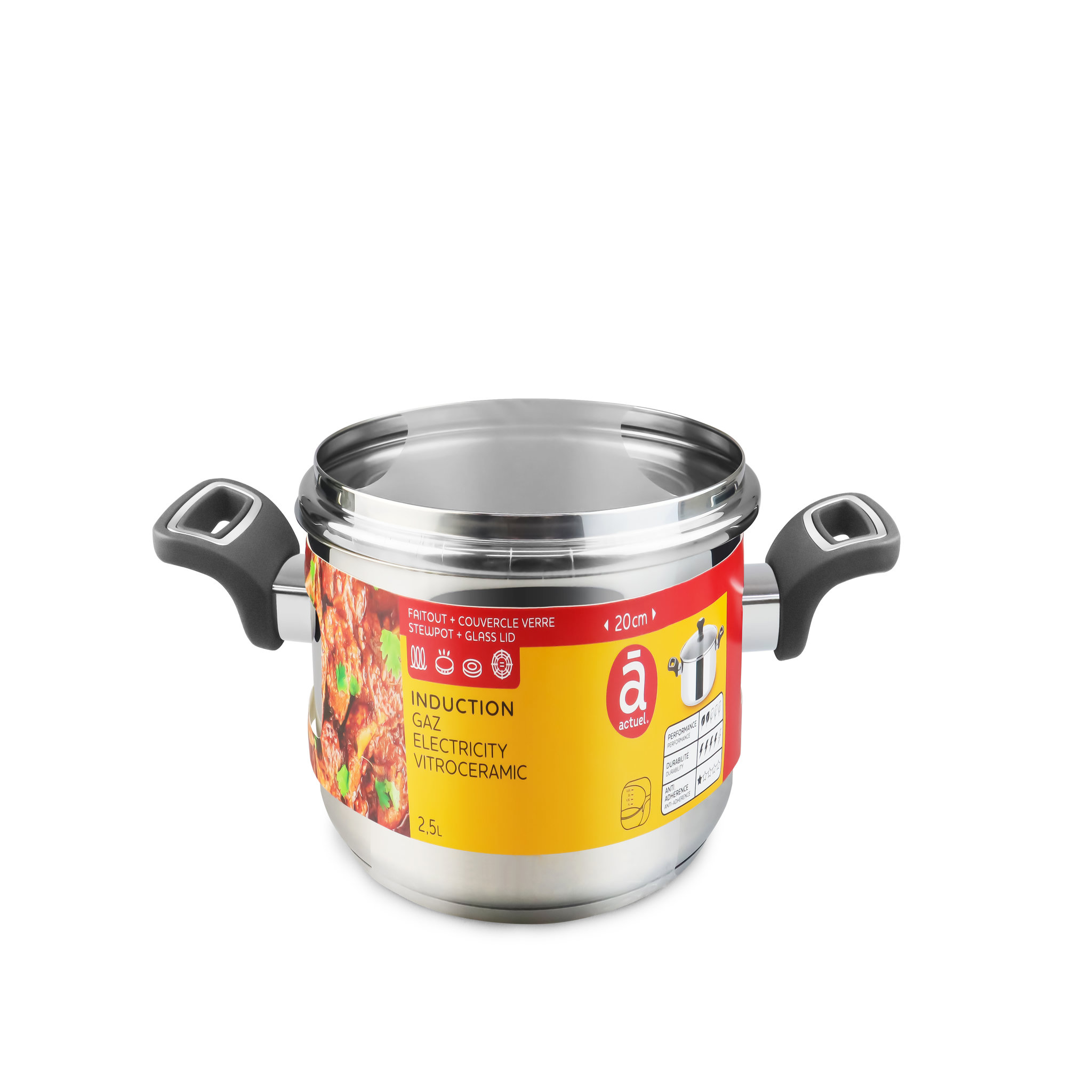 Voir la diapositive 2 : ACTUEL Marmite induction inox 20 cm - 2.5 litres