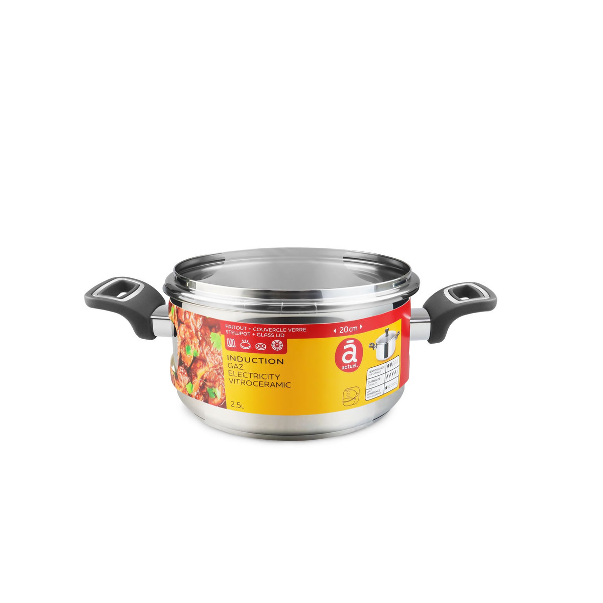 ACTUEL Marmite induction inox 20 cm - 2.5 litres