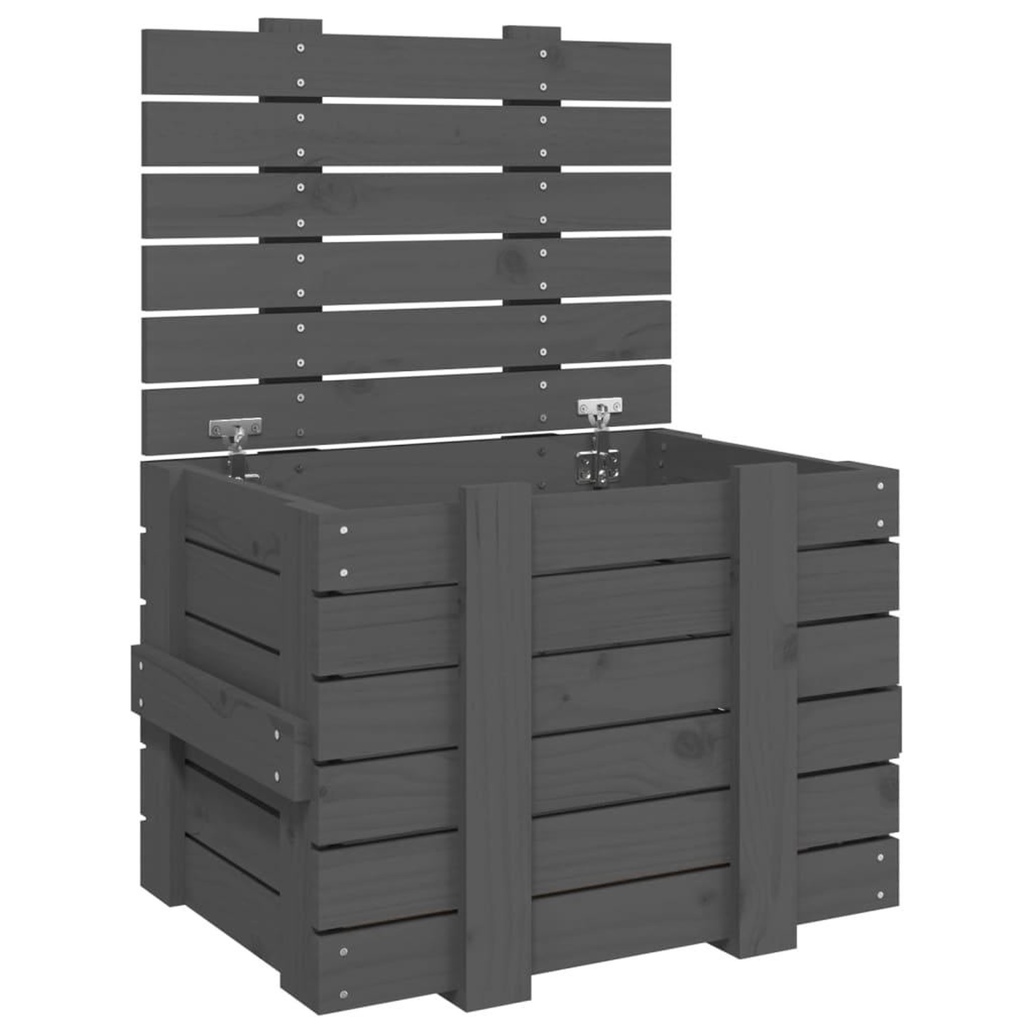 Voir la diapositive 2 : VIDAXL Boîte de rangement Gris 58x40,5x42 cm Bois massif de pin
