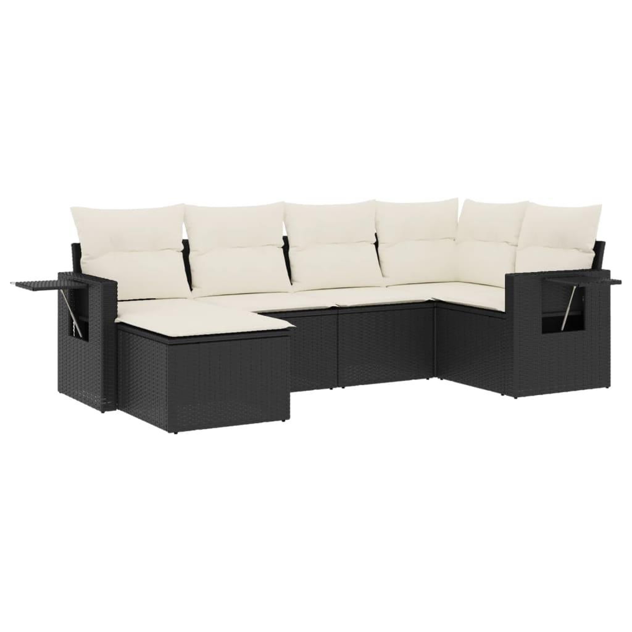 Voir la diapositive 2 : VIDAXL Salon de jardin 6 pcs avec coussins noir resine tressee