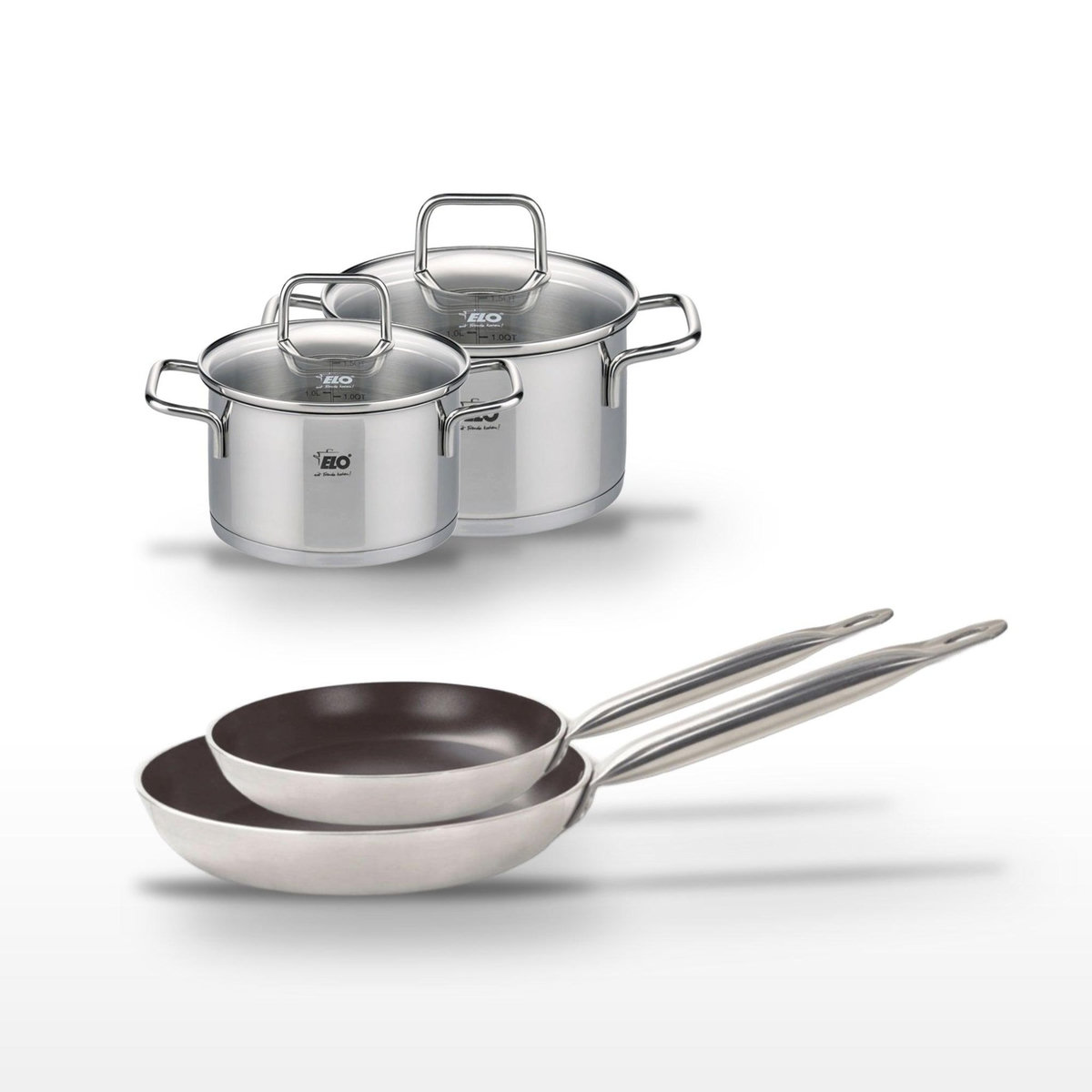 ELO Lot Poêles 28/32 cm Elo Bistro Line et Faitouts 12/14 cm